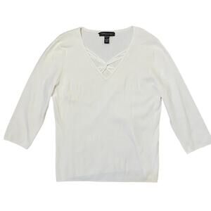 Cable & Gauge White Viscose Blend 3/4 quarter sleeve top size M